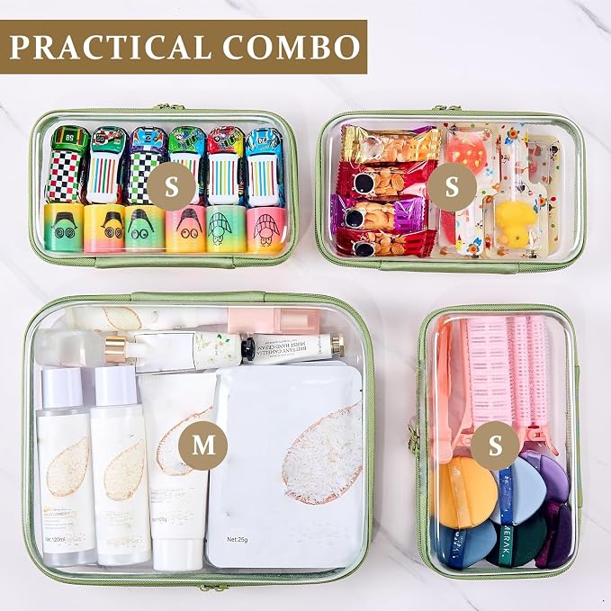 4 pcs Clear Zipper Pouches, Hard Shell Zipper Case, Toiletry Bag - Image 3
