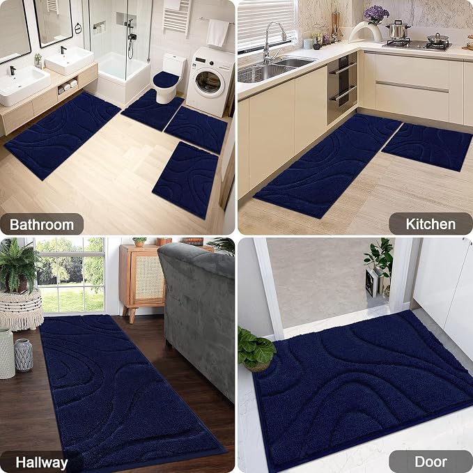 HEBE Bathroom Rugs Sets 5 Piece, Soft Absorbent Microfiber Bath Mat - Image 8