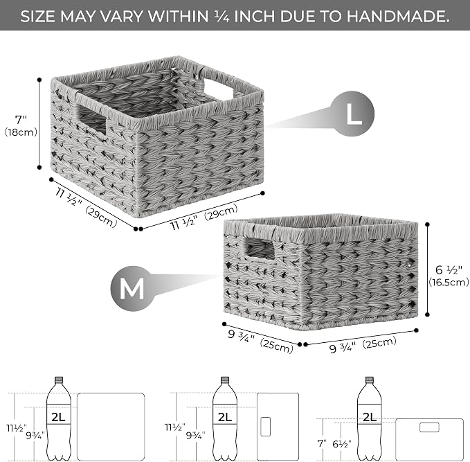 GRANNY SAYS Wicker Baskets for Organizing, Storage Basket for Shelves, Square - Image 3