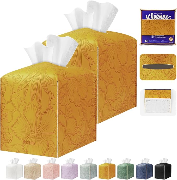 Tissue Box Holder Cover Square Tissue Cube Cover PU Leather Tissue Organizer by DecorateYourHome
