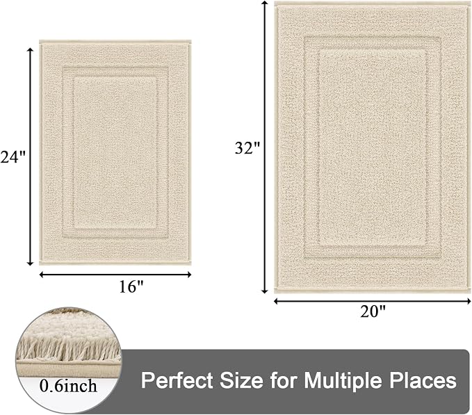 SHACOS Super Soft Bathroom Rugs Set of 2 Pieces 20x32 + 16x24 inch Microfiber - Image 2