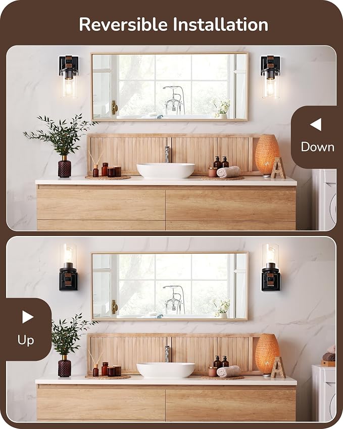 EDISHINE Wall Sconces Set of 2, Farmhouse Vanity Lights Fixtures - Image 5