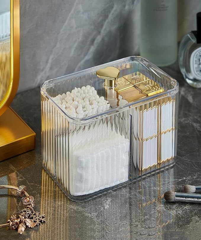 Qtips Holder Dispenser 3 Compartments Cotton Ball Holder Cotton Swabs Organizer - Image 6