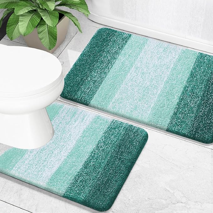 OLANLY Bathroom Rug Set 2 Piece, Soft Absorbent Microfiber Bath Mats and by OLANLY