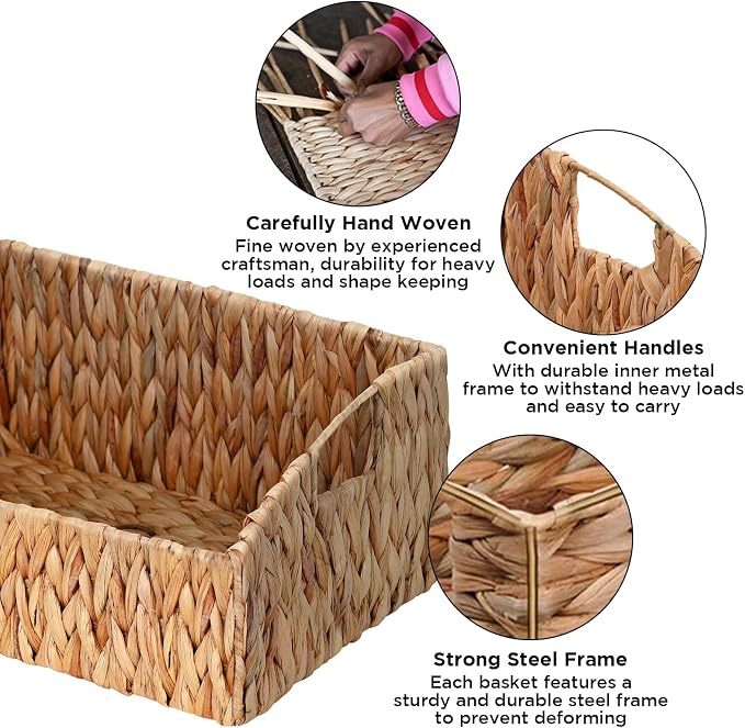 Ollieroo Rattan Storage Baskets, Handwoven Wicker Storage Bins - Image 3