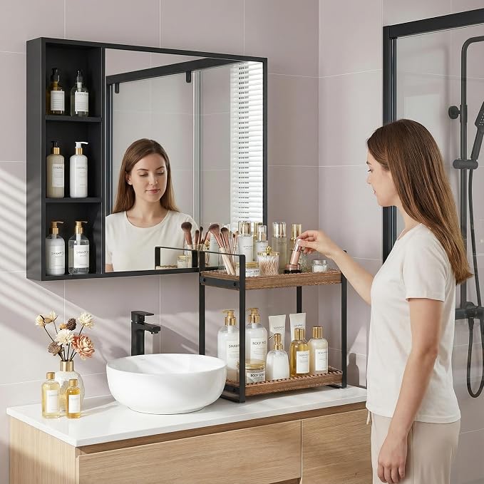 2 Tier Bathroom Organizers and Storage, Farmhouse Countertop Organizer - Image 3
