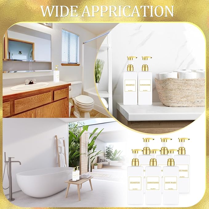 Gejoy 12 Pack White Shampoo and Conditioner Dispenser Bottles, 17 Oz/ 500ml - Image 5