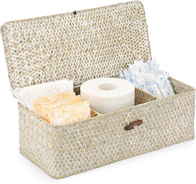 Sumnacon Small Woven Basket for Shelf Wicker Shelf Storage Basket by Sumnacon