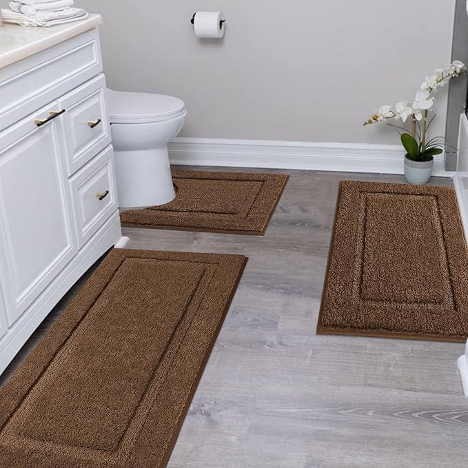 SHACOS Soft Fluffy Bathroom Rugs Set of 3 Pieces - Image 2