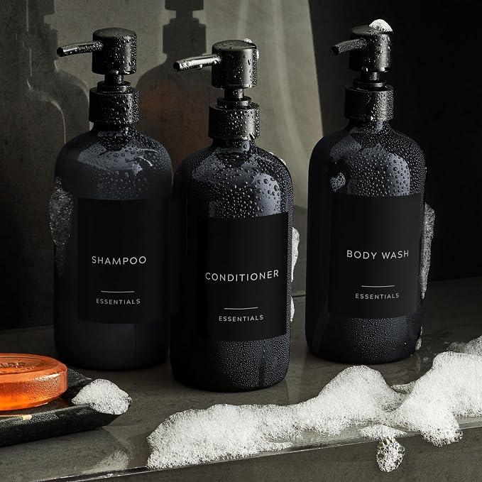 Stylish Shampoo and Conditioner Dispenser Set of 3 - Image 7