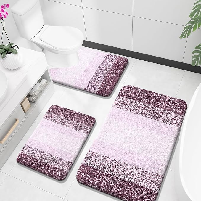 OLANLY Bathroom Rugs Sets 3 Piece, Soft Absorbent Microfiber Bath Mats and by OLANLY