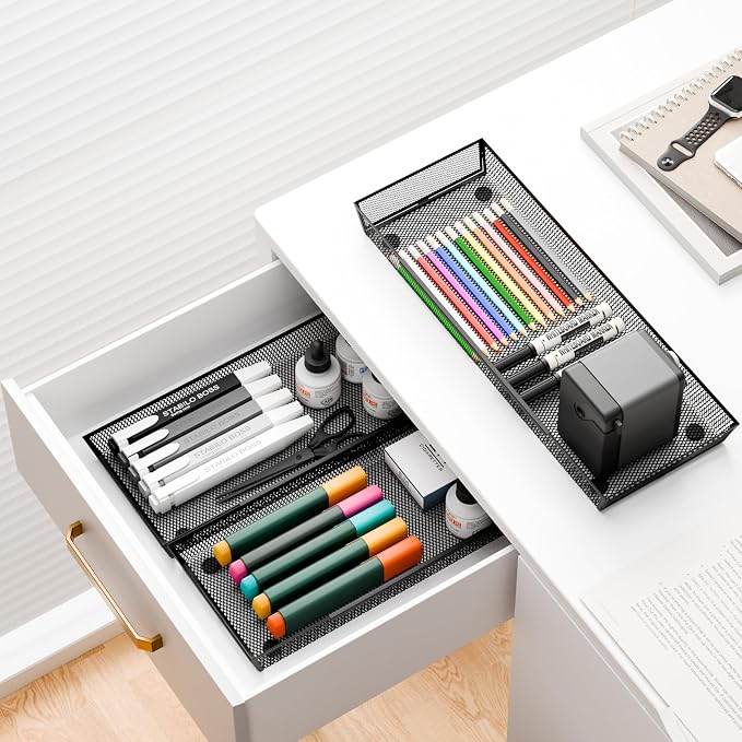 ihomecooker Mesh Tray Silverware Drawer Organizer Utensil Cutlery Tray Office - Image 4