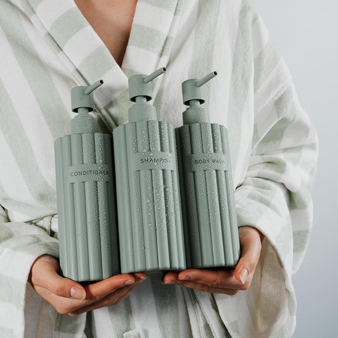 Stylish Shampoo and Conditioner Dispenser Set of 3 - Image 7