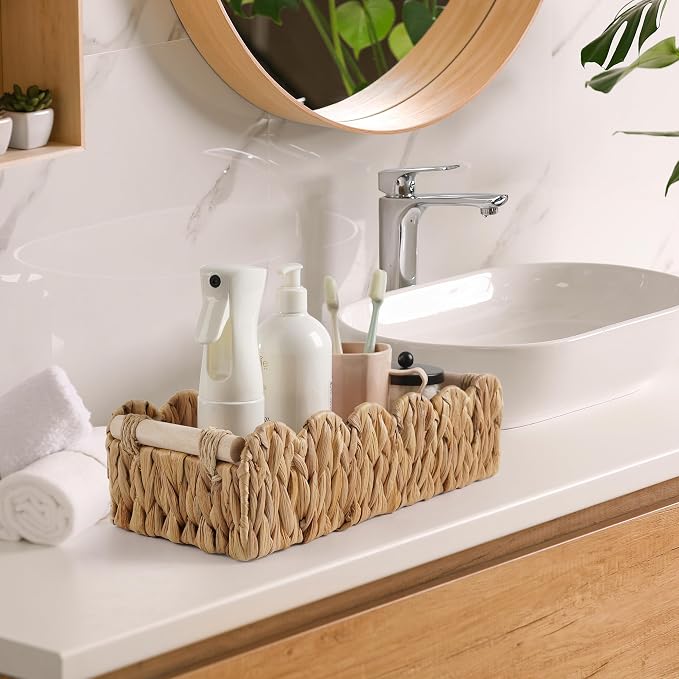 Toilet Paper Storage Basket Bathroom Counter Organizer Wicker Baskets - Image 4