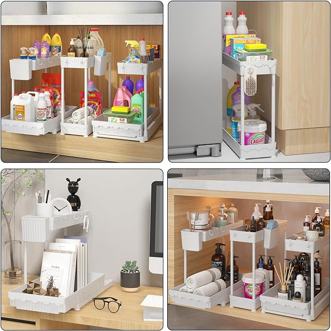 3 Pack Multi-Purpose Under Sink Organizers and Storage, 2026 L-Shaped Pull Out - Image 5