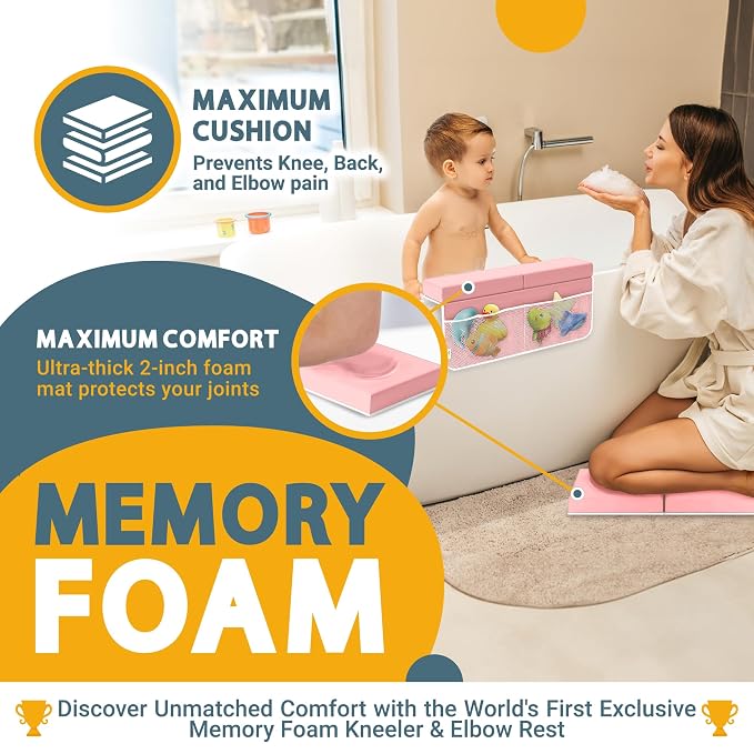 Memory Foam Bath Kneeler and Elbow Rest Pad Set, 2-Inch Thick, Water-Resistant - Image 2