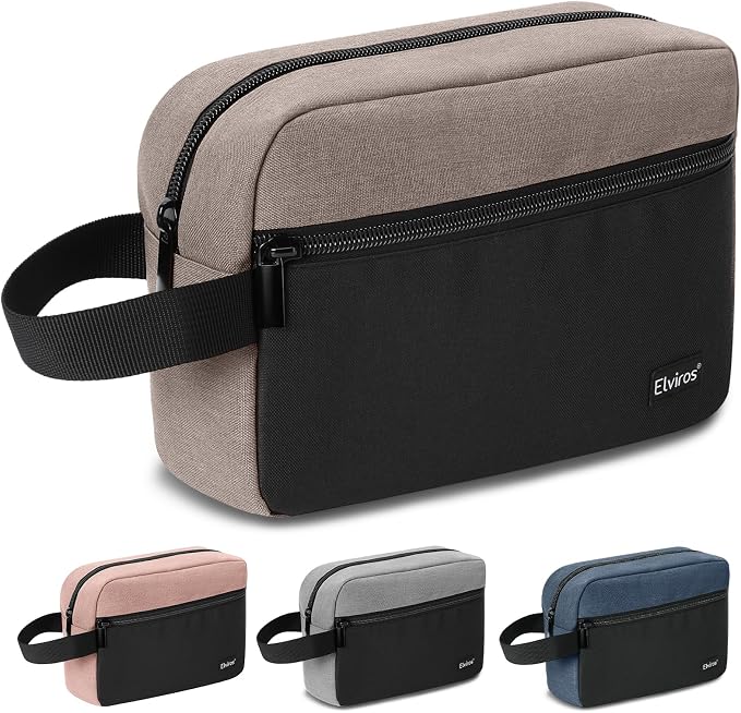 Elviros Travel Toiletry Bag for Men Hanging Toiletries Dopp Kit Small Bathroom by Elviros
