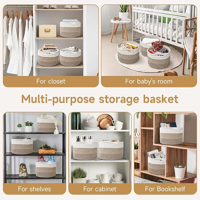 Small Rope Baskets for Storage, Baskets for Gifts Empty, Cute Round Woven Basket - Image 4