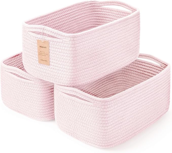 3-Pack Storage Baskets for Organizing | Woven Shelf Toy Basket | Rope Baskets by MaxuniTechLife