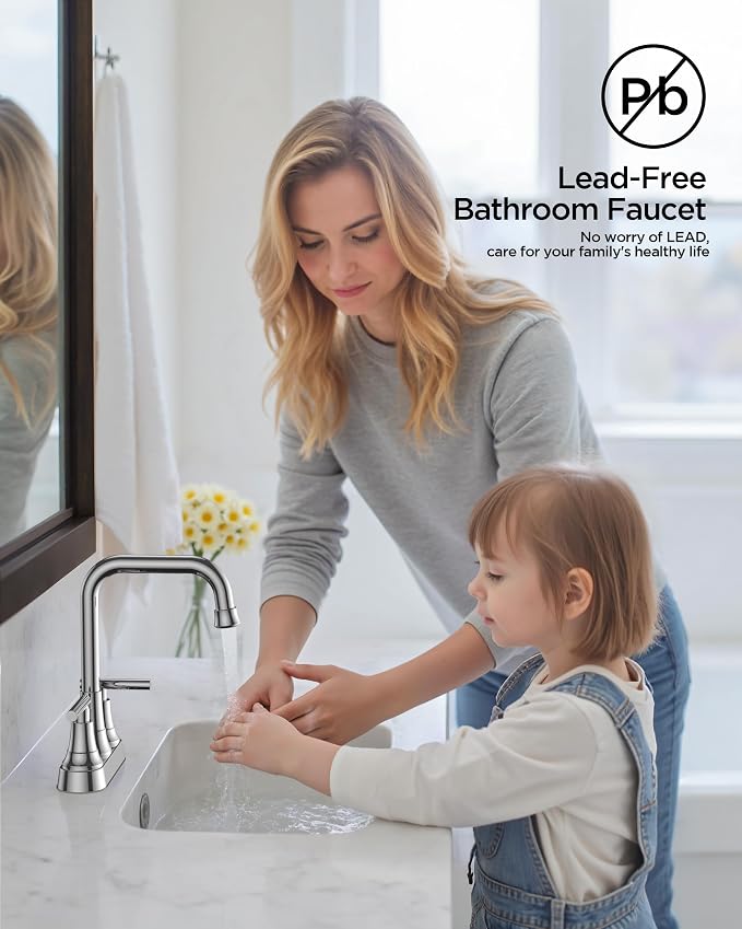 FORIOUS Bathroom Faucets for Sink 3 Hole Chrome, 4 Inch Centerset Bathroom Sink - Image 6