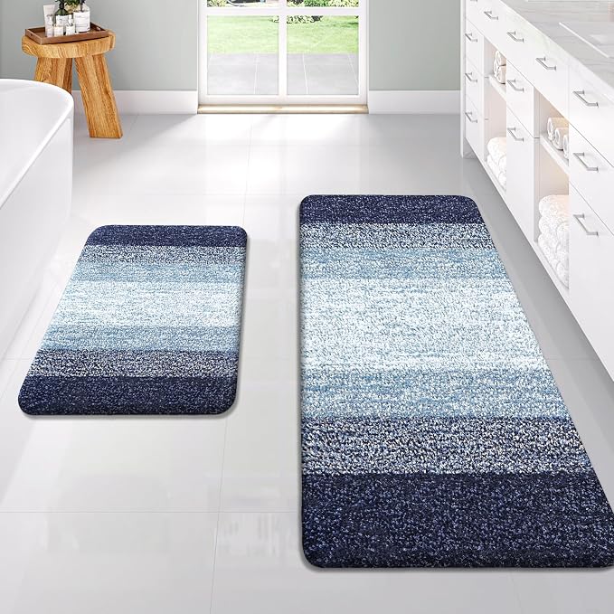 OLANLY Bathroom Rug Set 2 Piece, Soft Absorbent Microfiber Bath Rug Set by OLANLY