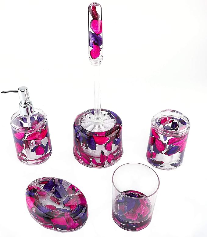 Locco Decor 5 Piece Acrylic Liquid 4D Floating Motion Bathroom Vanity Accessory - Image 6