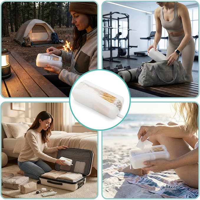 Cotton Pad Swab Travel Case – 2-in-1 Portable Waterproof Qtips Dispenser - Image 8