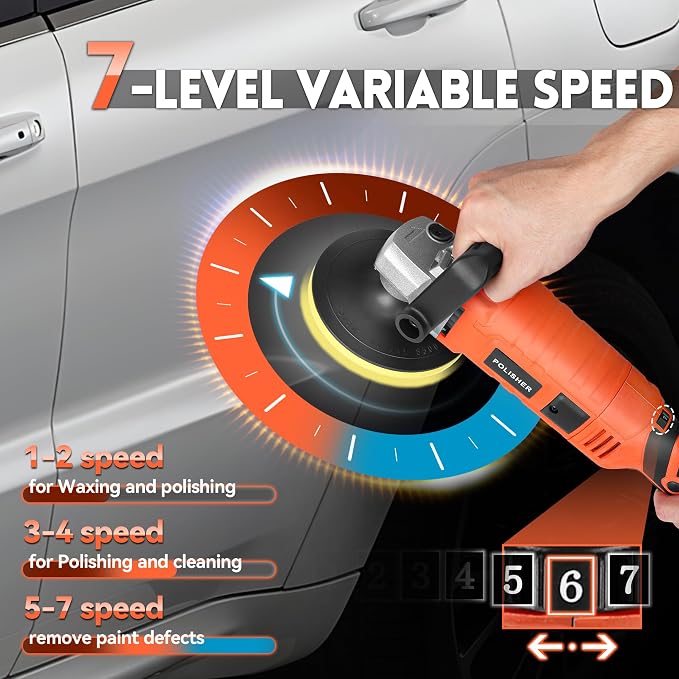 Buffer Polisher, Powerful Buffer Waxer, 7 Variable Speed 1000-3500 RPM - Image 3