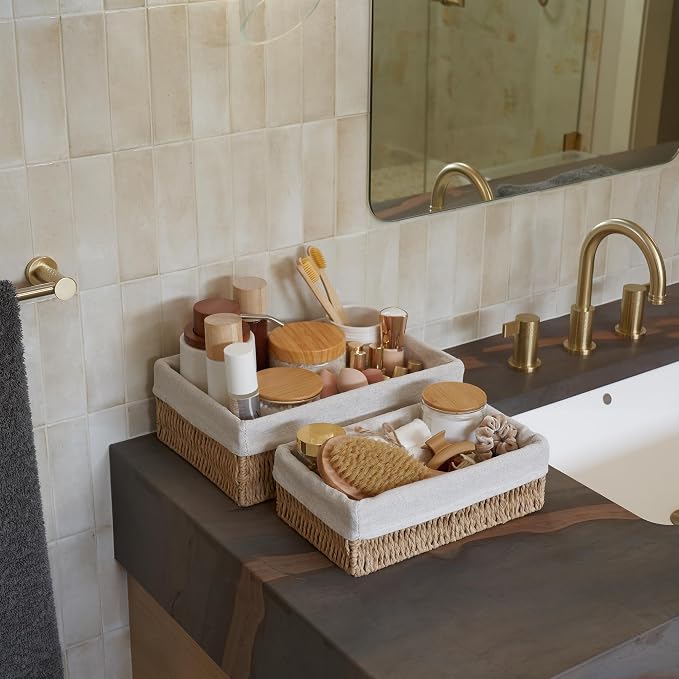 Beautiful Toilet Paper Storage Basket Set of 2 – Decorative Wicker Bathroom - Image 9