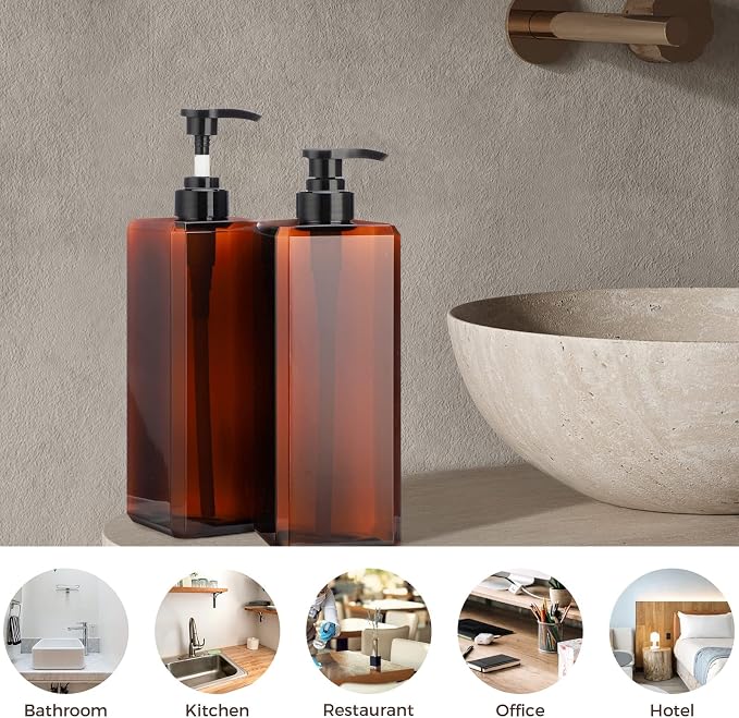 Suream Large Pump Bottles for Shampoo and Conditioner, Refillable Shower Press - Image 3