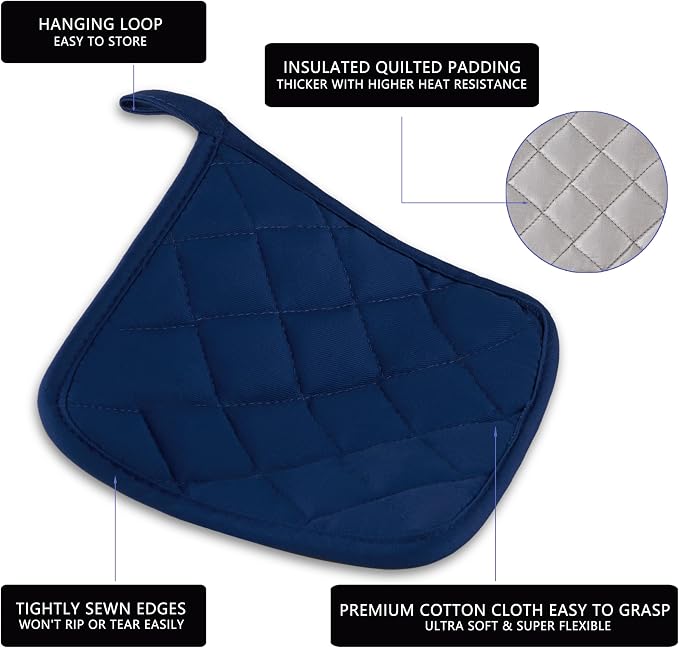 Kitchen Pot Holders Set Heat Resistant Pure Cotton Potholders Kit Trivets Large - Image 6
