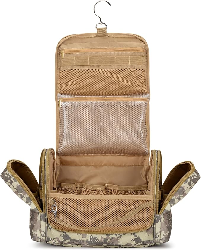 Tactical Toiletry Travel Bag for Men, Hanging Dopp Kit Hygiene Bag Shower by Prokva