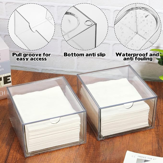 Rainmae 2 Pack Disposable Face Towel Holder, Face Towel Storage Box, Stackable - Image 4