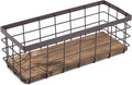 TIEYIPIN Small Metal Wire Storage Basket, Detachable Wood Base Storage by TIEYIPIN