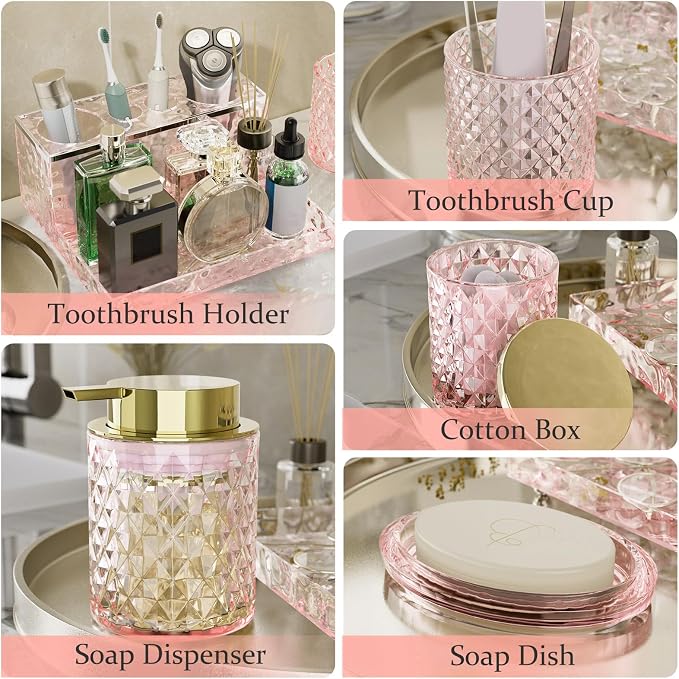 Glass Bathroom Accessories Set 5Pcs Crystal - Image 2