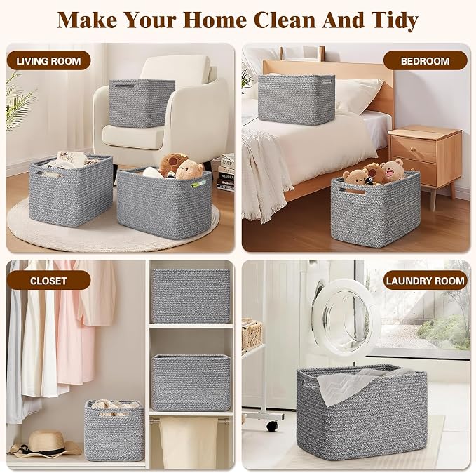 Storage Baskets for Organizing, 4 Pack Baskets for Shelves, Decorative Storage - Image 6