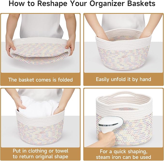 Small Rope Baskets for Storage, Baskets for Gifts Empty, Cute Round Woven Basket - Image 6