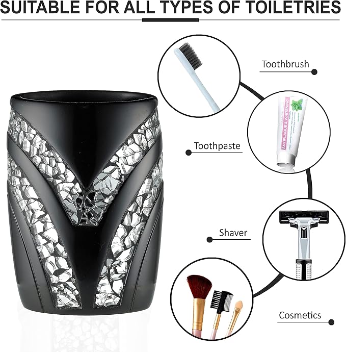 Zahari Home 4pc Sinatra Stylish Bathroom Accessories Set Black Soap - Image 5