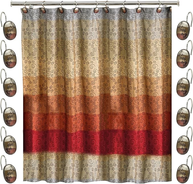 Zahari Home 13pc Miramar Bathroom Shower Curtain Sets Shower Curtain & 12 by ZahariHome