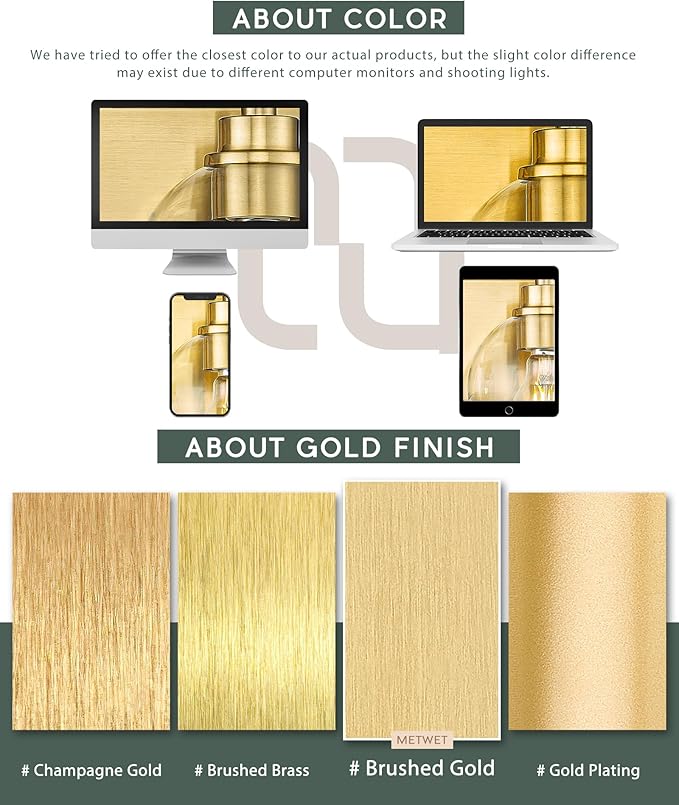 2-Light Bathroom Light Fixtures, Brushed Gold Vanity Lights, Double Wall Sconce - Image 2