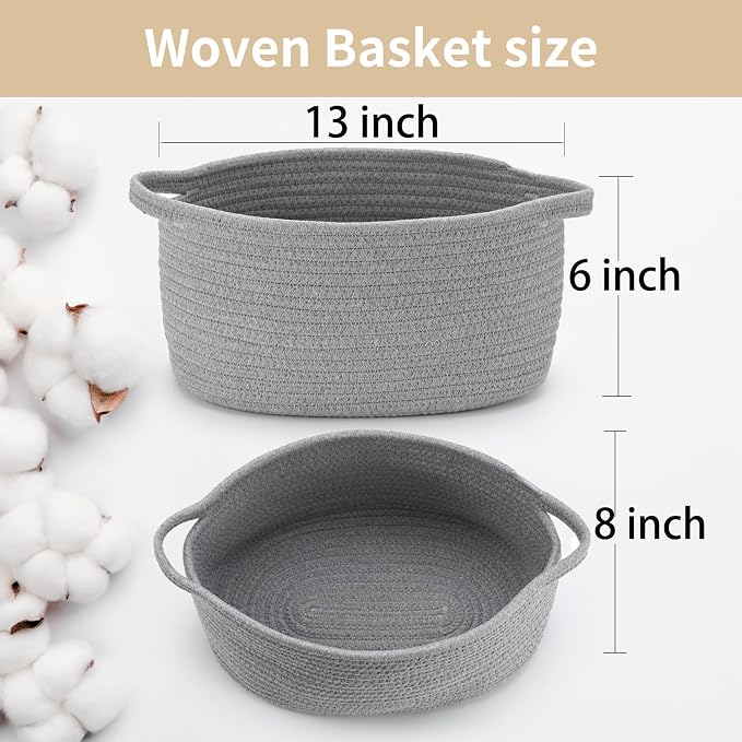 Cute Woven Storage Basket with Handle, Baskets - Image 2