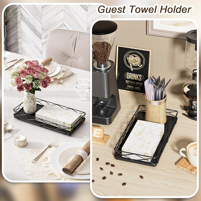 Toilet Paper Basket Holder, Wood and Metal Toilet Tray Vanity Organizer - Image 7