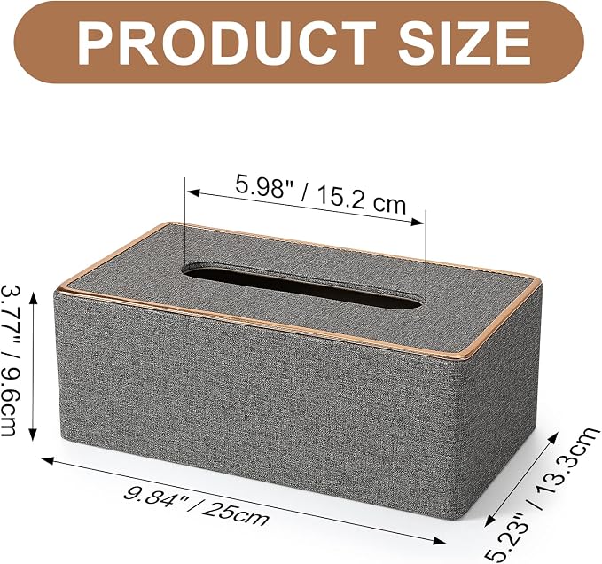 Tissue Box Cover, PU Leather Tissue Box Holder Rectangular Box Covers - Image 7