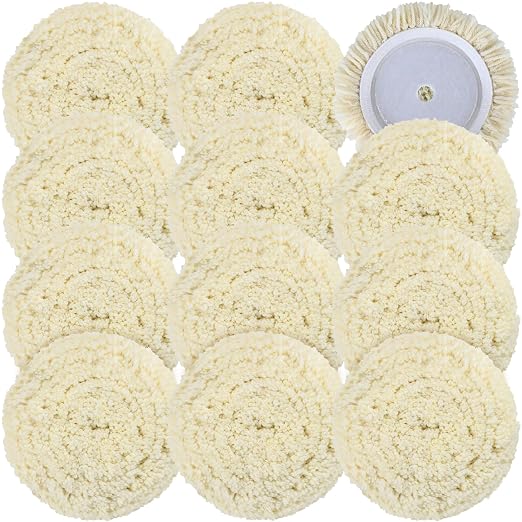 12 PCS Wool Buffing Polishing Pads 7 Inch, Natural Wool Cutting Pads by phepetroll