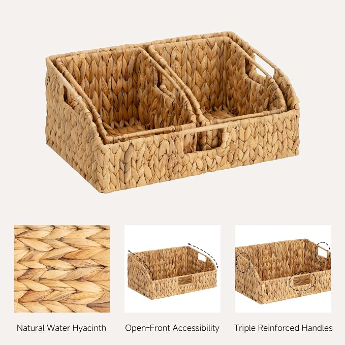 StorageWorks Water Hyacinth Pantry Storage Baskets, Wicker Baskets - Image 3