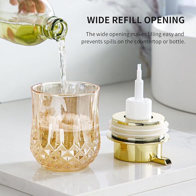 Gold Foaming Soap Dispenser Set- 2 Pack Bathroom Hand Foam Soap Dispensers - Image 2