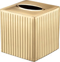 Monarch Abode Tissue Box Cover Square – Handcrafted Ridge Embossed Brushed Gold by MonarchAbode