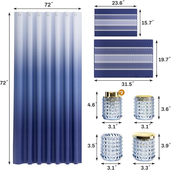 Bathroom Sets with Shower Curtain and Rugs and Accessories, Glass Bathroom - Image 6