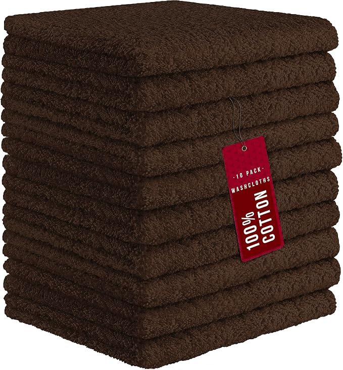 DecorRack 10 Pack 100% Cotton Wash Cloth, Luxurious Soft, 12 x 12 inch Ultra by DecorRack