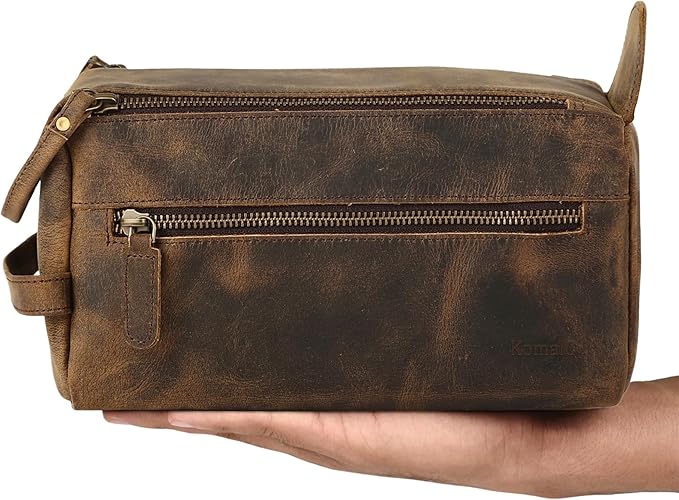 KomalC Premium Buffalo Leather Toiletry Bag - Image 3